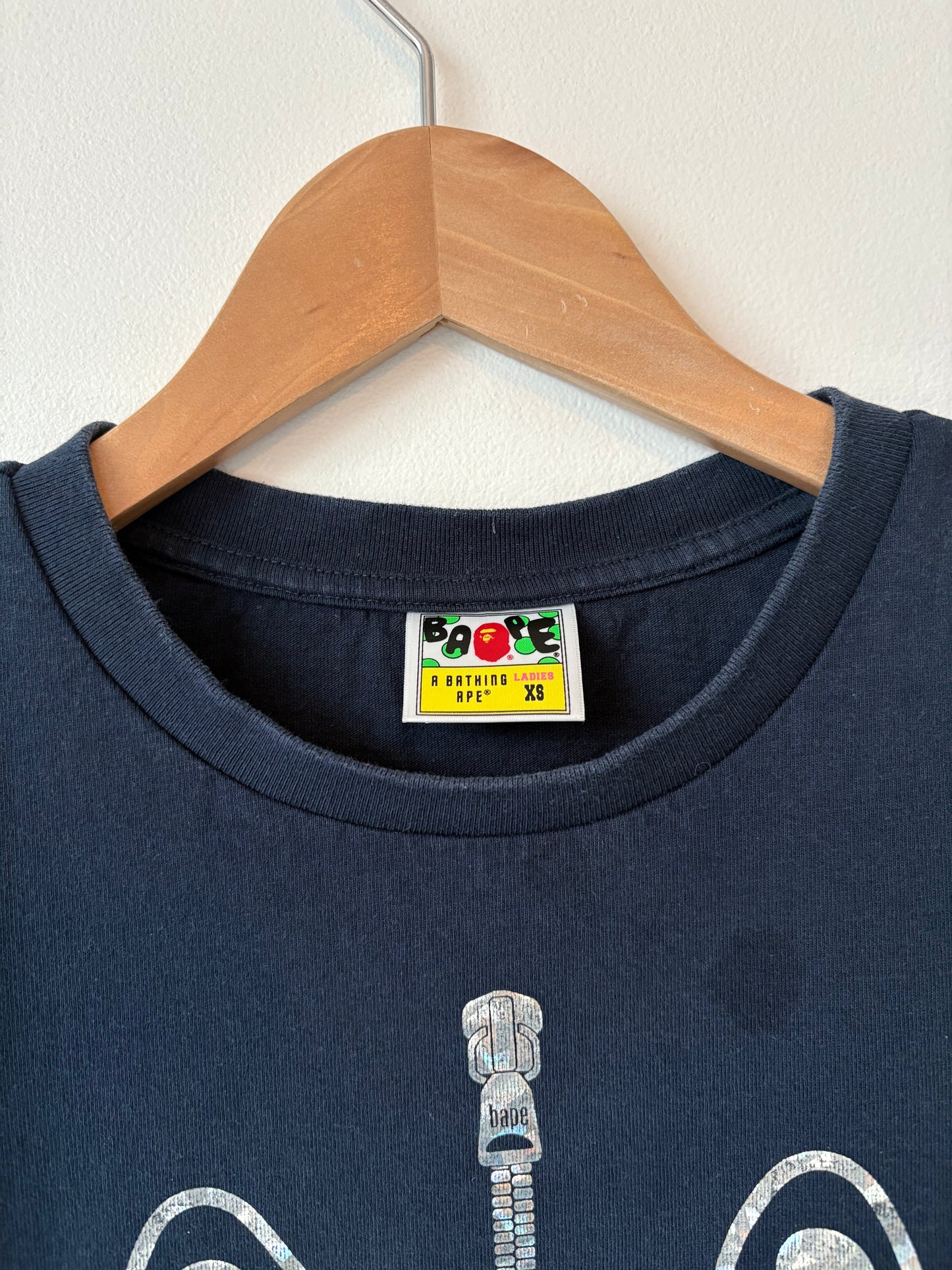 KIDS BAPE NAVY SHARK FACE T-SHIRT
